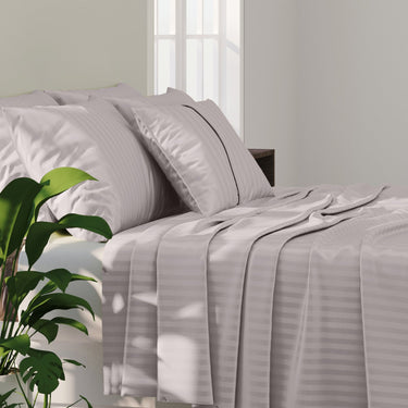 Simple Living - 210TC Satin Stripe Bedsheet Set(Grey)