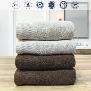 Revive- Pack Of 4 Multipurpose Super Soft Hand Towels (Pelican&Beige)
