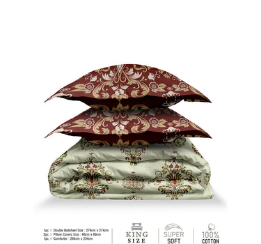 RANGRITI 180TC Pure Cotton King Size Comforter Bedding Set