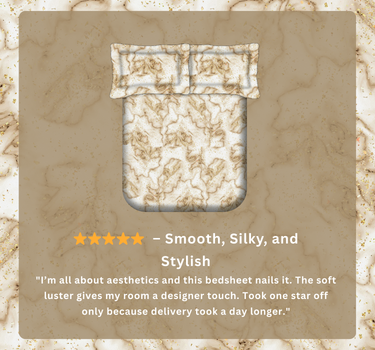 300TC Luxury Silk King Bedsheet Set - Marble