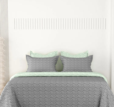Rangriti - King Size Reversible Bedcover Set (Grey & Pistachio)