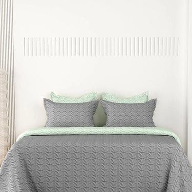 Rangriti - King Size Reversible Bedcover Set (Grey & Pistachio)