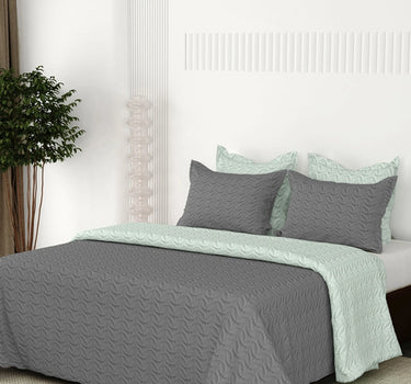 Rangriti - King Size Reversible Bedcover Set (Grey & Pistachio)