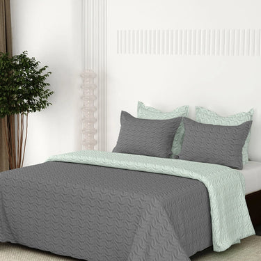 Rangriti - King Size Reversible Bedcover Set (Grey & Pistachio)