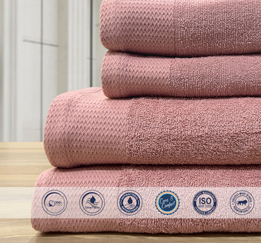 Celebration 4Pc Towel Set - 500GSM 2Pc Bath Towels & 2Pc Hand Towels (Rose)