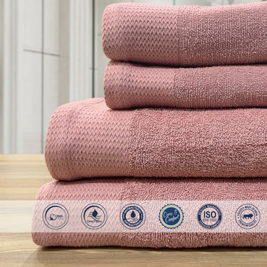 Celebration - 450GSM 100% Pure Cotton 4 Piece Towel Set (Rose)