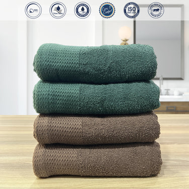 Revive- Pack Of 4 Multipurpose Super Soft Hand Towels (Green&Brown)