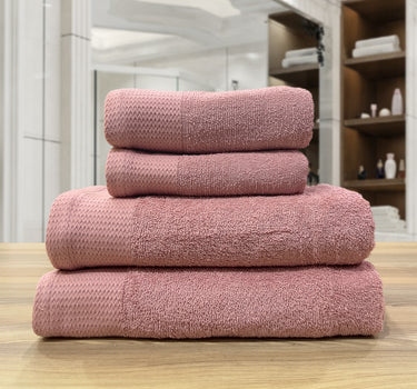 Celebration 4Pc Towel Set - 500GSM 2Pc Bath Towels & 2Pc Hand Towels (Rose)
