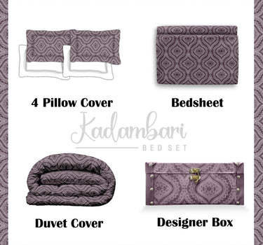 Kadambari 300TC Percale Cotton 7Pc Luxury Bedding Set