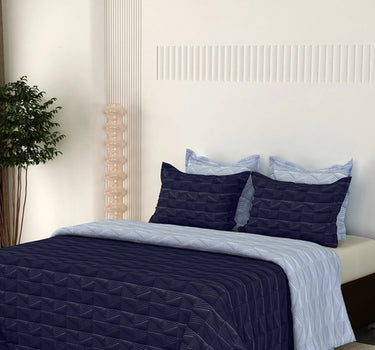 Everyday Ultrasonic Quilted Reversible Bedcover (Sky - Navy)