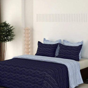 Everyday Ultrasonic Quilted Reversible Bedcover (Sky - Navy)