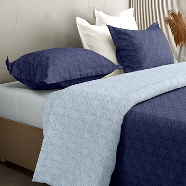 Aura king Size Reversible Bedcover Comforter (NavyBlue)