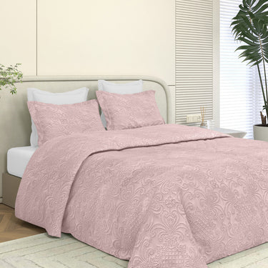 Sensation Quilted Bedcover cum AC comforter Set with 2 Pillow Covers.(Peach)