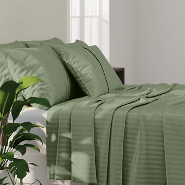 Simple Living - 210TC Satin Stripe Bedsheet Set(Tea Green)