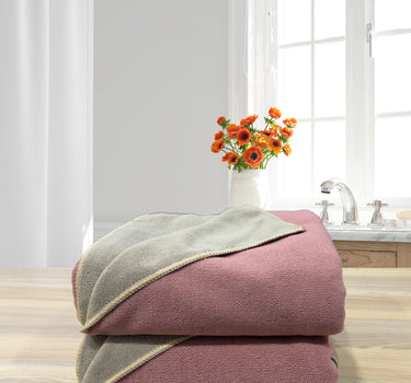 Euphoria Bath Towel 450GSM Reversible, Soft, Absorbent, Anti Microbial, Anti Odour - Mauve