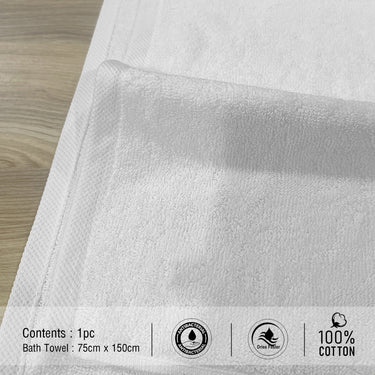 Hotel Premium 700GSM, Pure Cotton, Super Soft, Anti Microbial, Bath Towel (75cm x 150cm), White