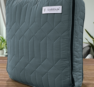 LABHAM® Azure Microfiber King Size Bedcover Set - 300GSM Ultra Sonic Quilted, (90"x108") Super Soft, Durable, Easy Care, Bedspread with 2 Pillow Covers & Storage Bag (Denim)