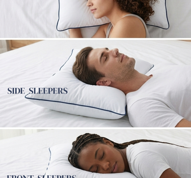 Labham Loft Pillow specification card showing size 46 x 71 cm, micro peach shell and 1.5D microfibre fill