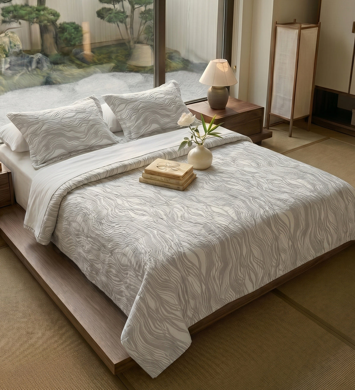 Egyptian Cotton King Bedcover With 2 Pillow Covers And Multipurpose Bag