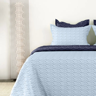Rangriti - King Size Reversible Bedcover Set (Sky Blue & Navy Blue)