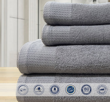 Celebration 4Pc Towel Set - 500GSM 2Pc Bath Towels & 2Pc Hand Towels (Grey)