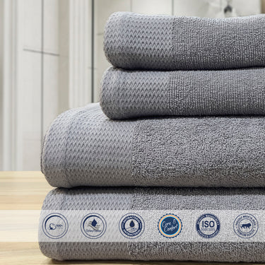 Celebration - 450GSM 100% Pure Cotton 4 Piece Towel Set (Grey)