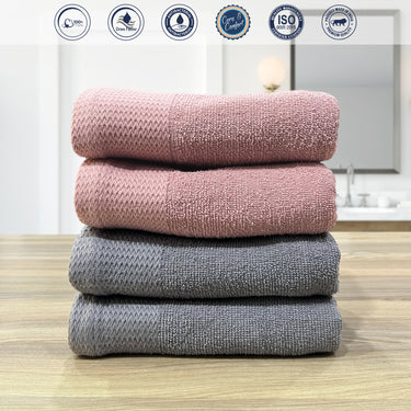 Revive- Pack Of 4 Multipurpose Super Soft Hand Towels (Rose&Grey)