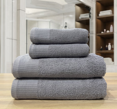 Celebration 4Pc Towel Set - 500GSM 2Pc Bath Towels & 2Pc Hand Towels (Grey)