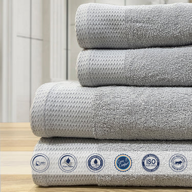 Celebration - 4Pc Pure Cotton Bath Towel Set (Silver)
