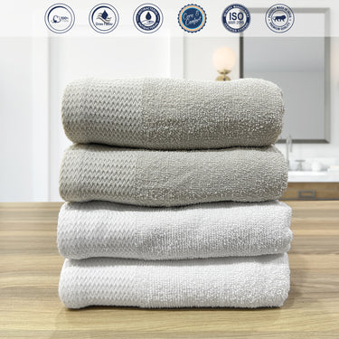 Revive- Pack Of 4 Multipurpose Super Soft Hand Towels (Pelican&White)