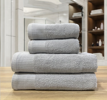 Celebration 4Pc Towel Set - 500GSM 2Pc Bath Towels & 2Pc Hand Towels (Silver)