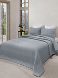 LABHAM® Azure Quilted King Bedcover Set – 300 GSM EverTouch™ Microfibre with LazerTech™ Quilting, 2 Pillow Covers & Storage Bag – Ash Grey 1