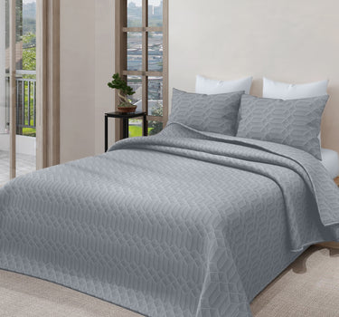LABHAM® Azure King Size Bedcover Set - 300GSM Quilted, (90"x108") Super Soft, Durable, Easy Care, Bedspread with 2 Pillow Covers & Storage Bag (Ash Grey)
