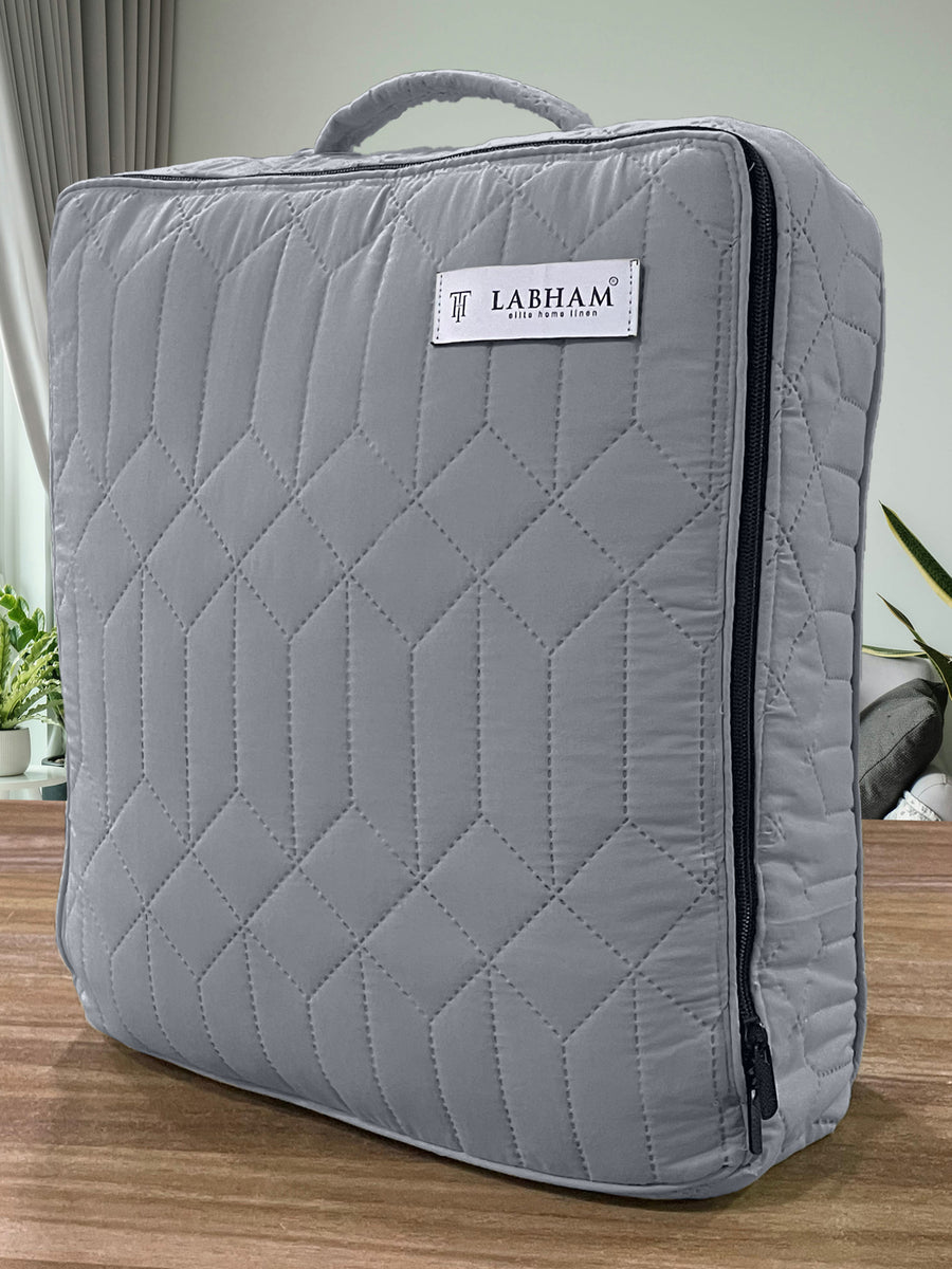 LABHAM® Azure Quilted King Bedcover Set – 300 GSM EverTouch™ Microfibre with LazerTech™ Quilting, 2 Pillow Covers & Storage Bag – Ash Grey — view 5