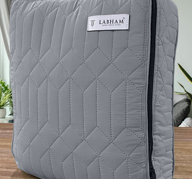 LABHAM® Azure King Size Bedcover Set - 300GSM Quilted, (90"x108") Super Soft, Durable, Easy Care, Bedspread with 2 Pillow Covers & Storage Bag (Ash Grey)