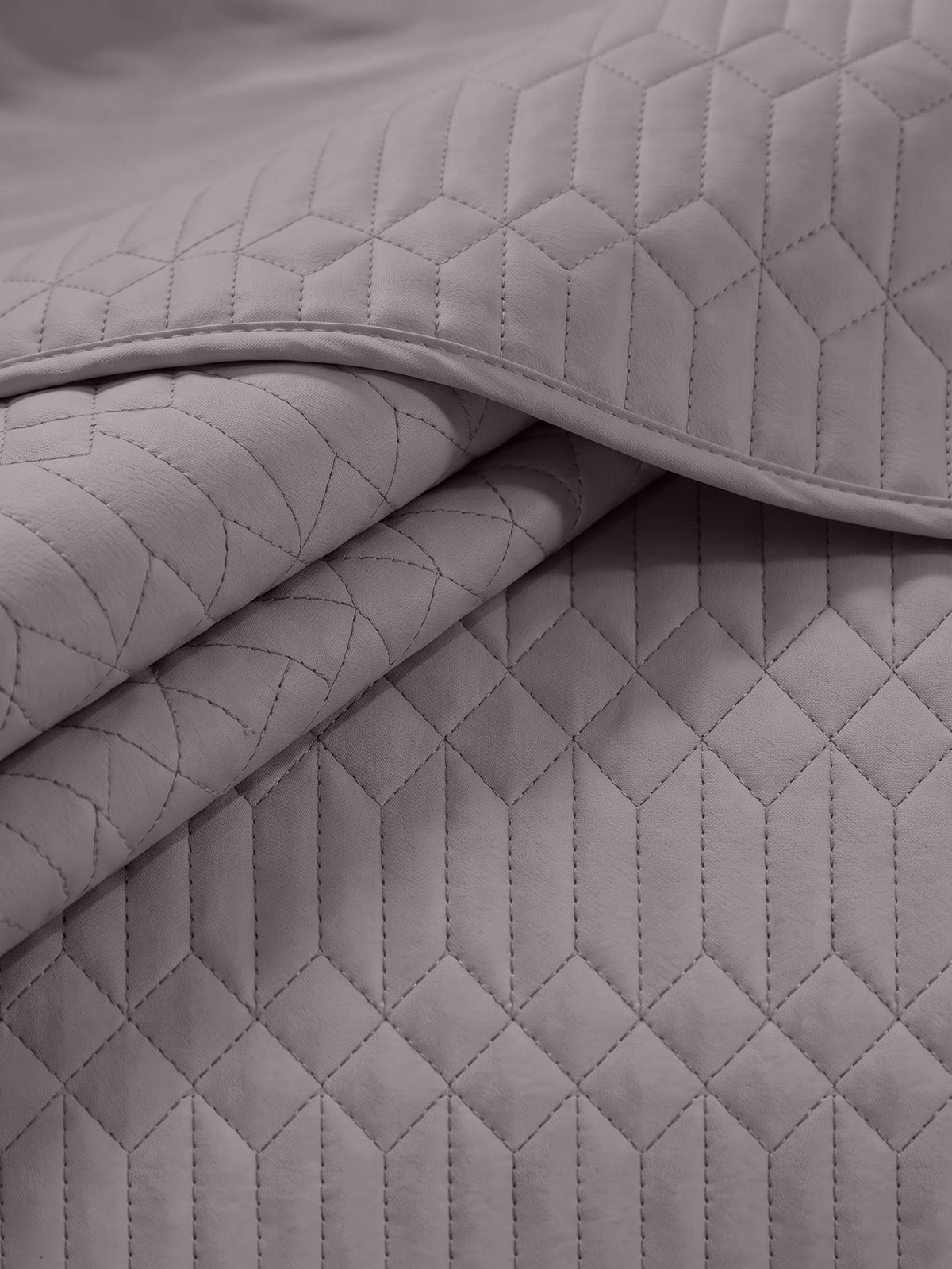 Azure - Quilted King Bedcover Set with 2 Pillow Covers – Ash Grey