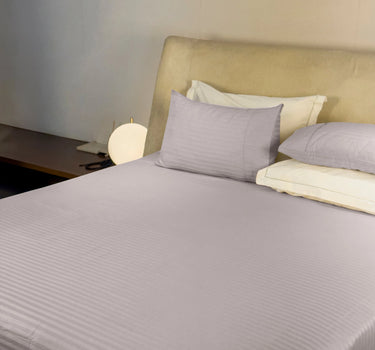 Simple Living - 210TC Satin Stripe Bedsheet Set(Ash Light)