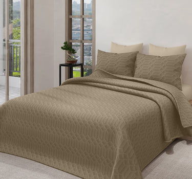 LABHAM® Azure King Size Bedcover Set - 300GSM Quilted, (90"x108") Super Soft, Durable, Easy Care, Bedspread with 2 Pillow Covers & Storage Bag (Beige)