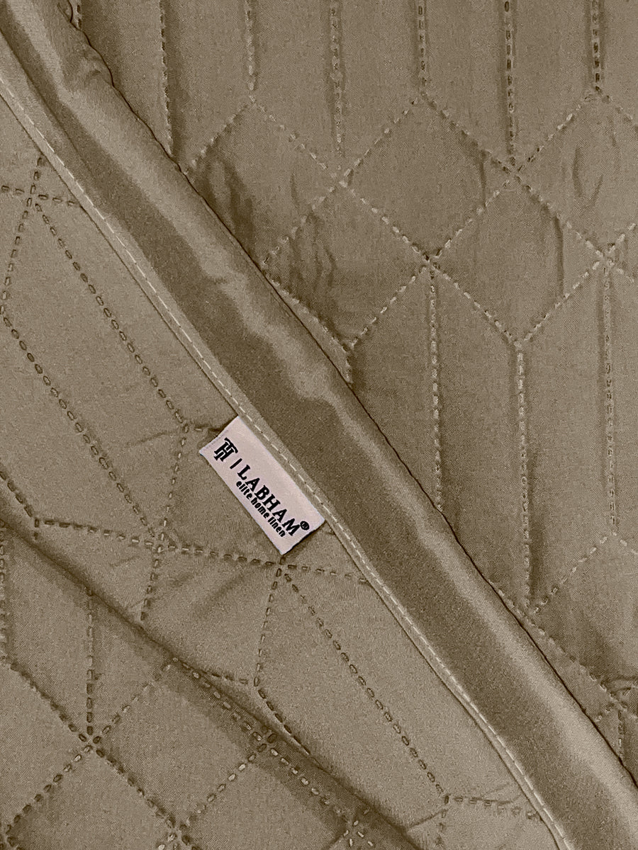 LABHAM® Azure Quilted King Bedcover Set – 300 GSM EverTouch™ Microfibre with LazerTech™ Quilting, 2 Pillow Covers & Storage Bag – Beige — view 4