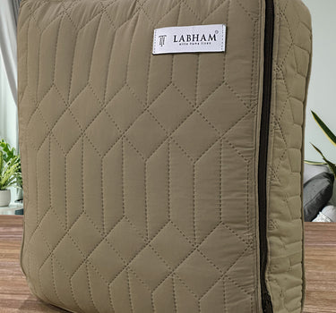 LABHAM® Azure King Size Bedcover Set - 300GSM Quilted, (90"x108") Super Soft, Durable, Easy Care, Bedspread with 2 Pillow Covers & Storage Bag (Beige)