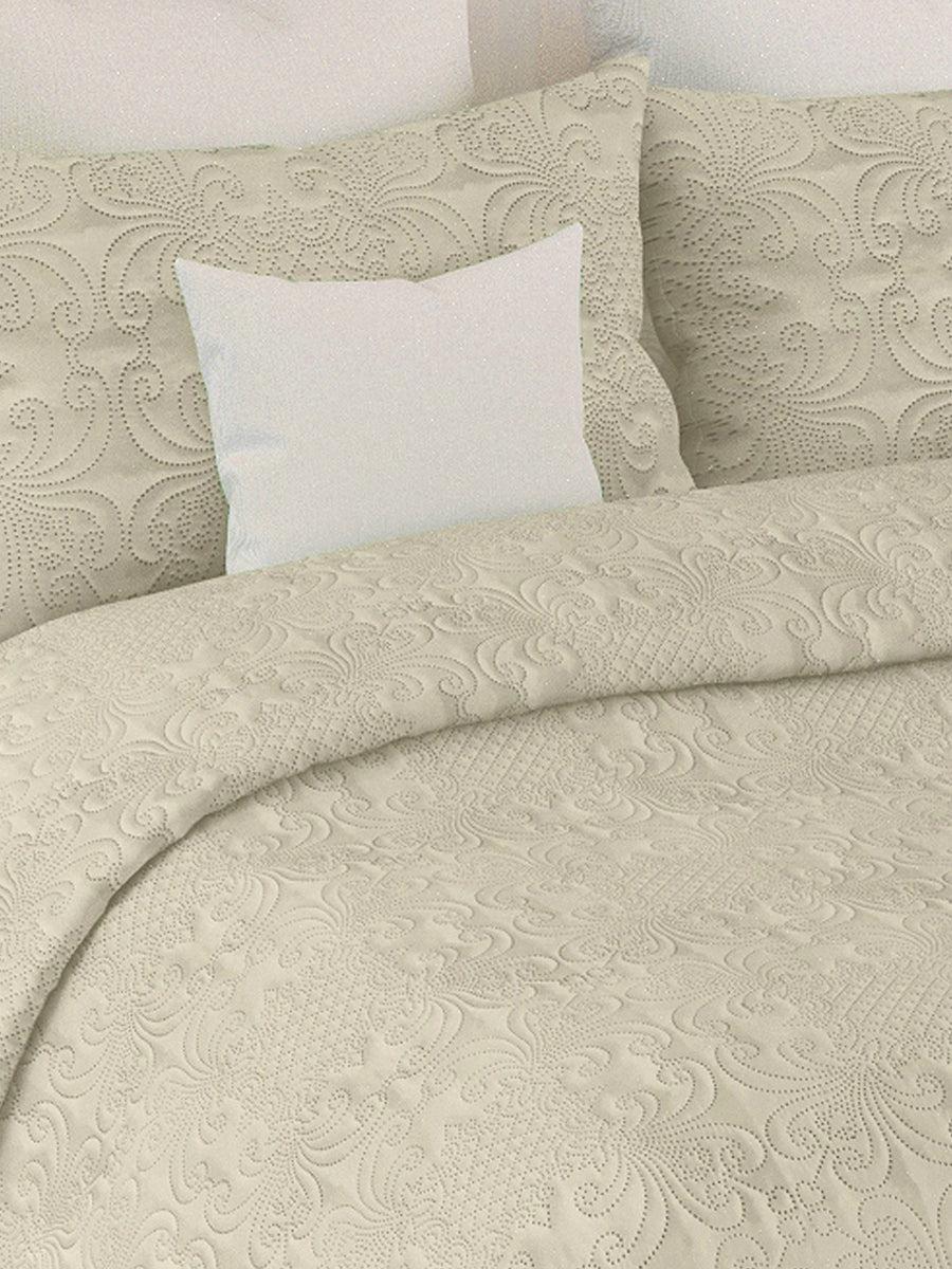 Sensation - Quilted King Bedcover Set with 2 Pillow Covers(Beige) — view 8
