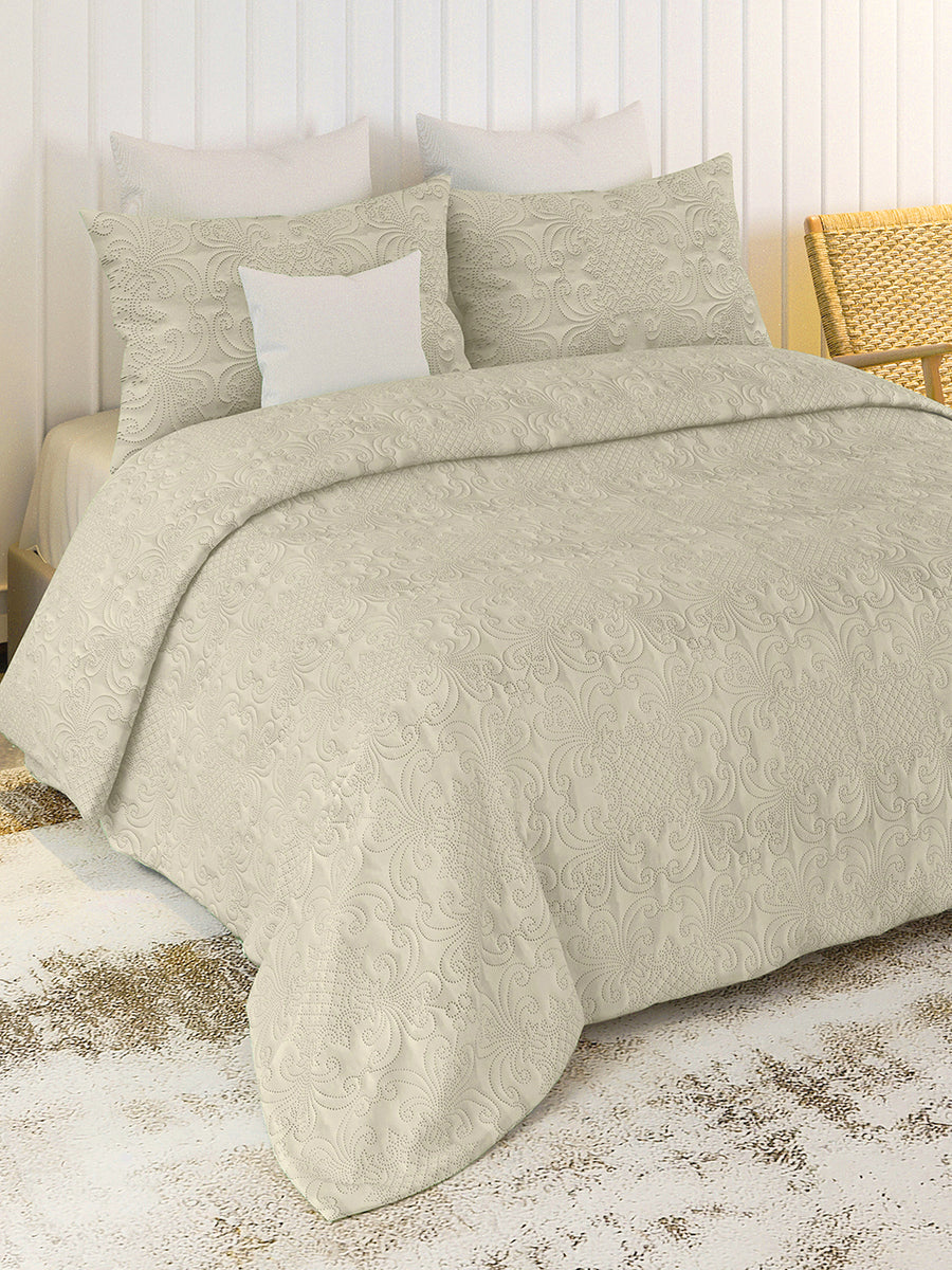 Sensation - Quilted King Bedcover Set with 2 Pillow Covers(Beige) — view 1