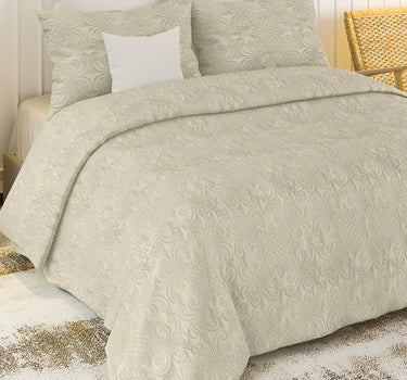 Sensation Quilted Bedcover cum AC comforter Set with 2 Pillow Covers.(Beige)