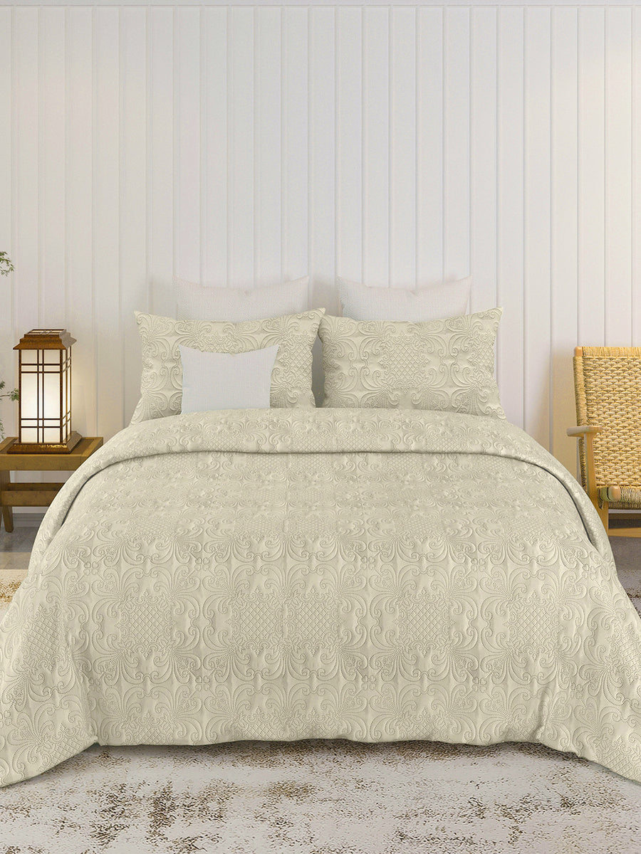Sensation - Quilted King Bedcover Set with 2 Pillow Covers(Beige) — view 2