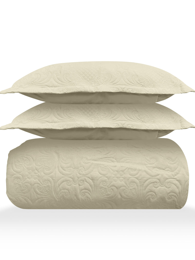 Sensation - Quilted King Bedcover Set with 2 Pillow Covers(Beige) image 3