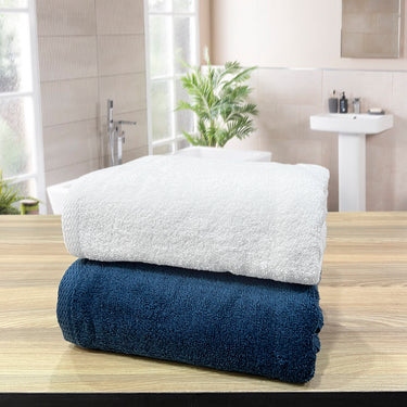Revive- Pack of 2 450GSM Pure Cotton, Super Soft Bath Towels (75cm x 150cm) (Blue&White)