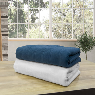 Quickdry - Pack of 2 Super Soft Bath Towels (Blue&White)
