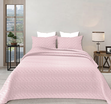 LABHAM® Azure King Size Bedcover Set - 300GSM Quilted, (90"x108") Super Soft, Durable, Easy Care, Bedspread with 2 Pillow Covers & Storage Bag (Blush)