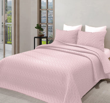 LABHAM® Azure King Size Bedcover Set - 300GSM Quilted, (90"x108") Super Soft, Durable, Easy Care, Bedspread with 2 Pillow Covers & Storage Bag (Blush)