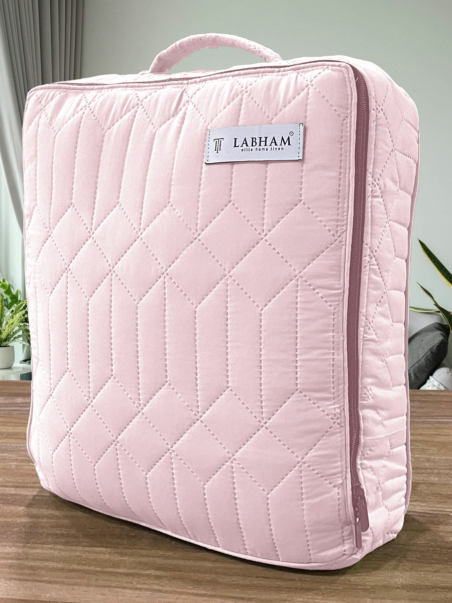 LABHAM® Azure Quilted King Bedcover Set – 300 GSM EverTouch™ Microfibre with LazerTech™ Quilting, 2 Pillow Covers & Storage Bag – Blush — view 5